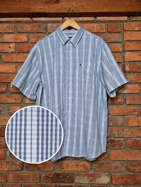 Arnold Palmer Men’s XL Blue White Plaid Short Sleeve Button Down Shirt
